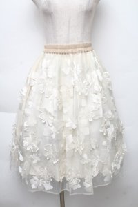 LOLITA / 花デザインオーガンジースカート  キナリ S-25-12-02-051-LO-SK-HR-ZS