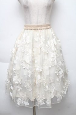 画像1: LOLITA / 花デザインオーガンジースカート  キナリ S-25-12-02-051-LO-SK-HR-ZS