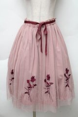 an another angelus / ローズ刺繍チュールスカート  ピンク S-25-12-02-053-CA-SK-HR-ZS