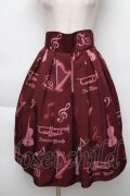 Innocent World / オーケストラの楽器柄スカート  ワイン S-25-12-02-054-IW-SK-AS-ZS
