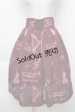 画像1: Innocent World / オーケストラの楽器柄スカート  ワイン S-25-12-02-054-IW-SK-AS-ZS