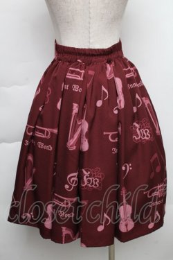 画像2: Innocent World / オーケストラの楽器柄スカート  ワイン S-25-12-02-054-IW-SK-AS-ZS