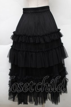 画像2: axes femme / フリルチュールティアードスカート  黒 S-25-12-02-058-AX-SK-AS-ZS