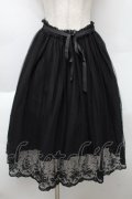 F&A / 裾刺繍チュールスカート  黒 S-25-12-02-059-LO-SK-HR-ZS