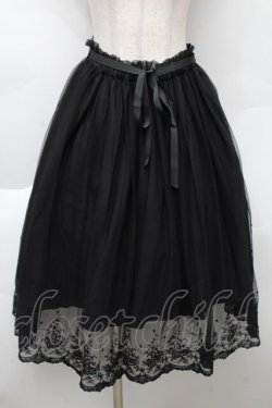 画像1: F&A / 裾刺繍チュールスカート  黒 S-25-12-02-059-LO-SK-HR-ZS