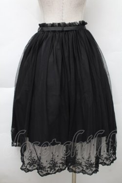 画像2: F&A / 裾刺繍チュールスカート  黒 S-25-12-02-059-LO-SK-HR-ZS