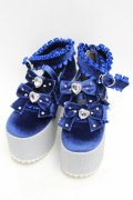 Ank Rouge / キラキラビジューベロアリボン厚底シューズ LL ブルー S-25-12-02-017-CA-SH-HR-ZS