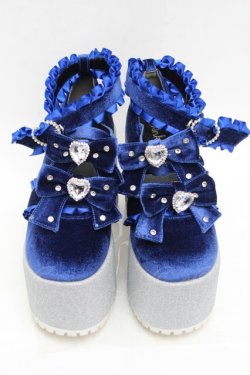 画像2: Ank Rouge / キラキラビジューベロアリボン厚底シューズ LL ブルー S-25-12-02-017-CA-SH-HR-ZS