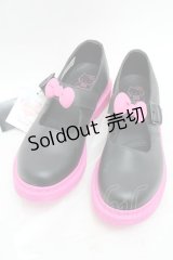 Dr.Martens （Getta Grip） / ハローキティ メリージェーン UK6 25~25.5 黒ｘピンク S-25-12-02-020-PU-SH-HR-ZS