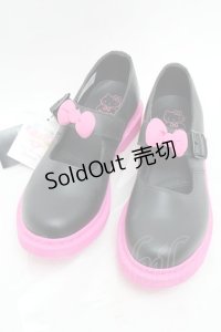 Dr.Martens （Getta Grip） / ハローキティ メリージェーン UK6 25~25.5 黒ｘピンク S-25-12-02-020-PU-SH-HR-ZS