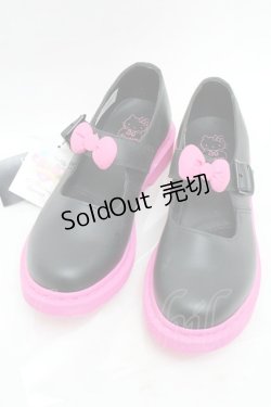 画像1: Dr.Martens （Getta Grip） / ハローキティ メリージェーン UK6 25~25.5 黒ｘピンク S-25-12-02-020-PU-SH-HR-ZS