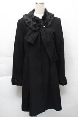 画像1: Jane Marple / ファー襟つきコート  黒 S-25-12-04-044-JM-CO-HR-ZS