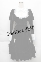 中国ロリータ / 別珍シスターワンピース  黒 S-25-12-04-046-LO-OP-HR-ZS