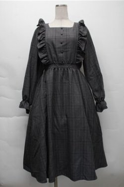 画像1: m petit by misako / チェック長袖ワンピース  グレー S-25-12-04-047-LO-OP-HR-ZS