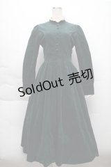 中国ロリータ / 別珍レースワンピース  グリーン S-25-12-04-048-LO-OP-HR-ZS