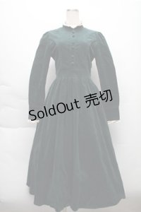 中国ロリータ / 別珍レースワンピース  グリーン S-25-12-04-048-LO-OP-HR-ZS