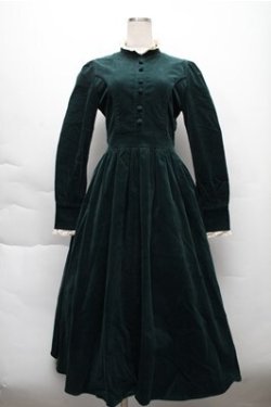 画像1: 中国ロリータ / 別珍レースワンピース  グリーン S-25-12-04-048-LO-OP-HR-ZS