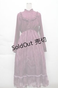 axes femme / レース切り替えヨークワンピース  パープル S-25-12-04-049-AX-OP-HR-ZS