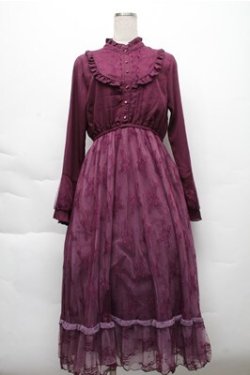 画像1: axes femme / レース切り替えヨークワンピース  パープル S-25-12-04-049-AX-OP-HR-ZS