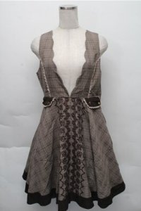 axes femme / グレンチェックジャンドレ  ブラウン S-25-12-04-053-AX-OP-HR-ZS