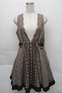 画像1: axes femme / グレンチェックジャンドレ  ブラウン S-25-12-04-053-AX-OP-HR-ZS