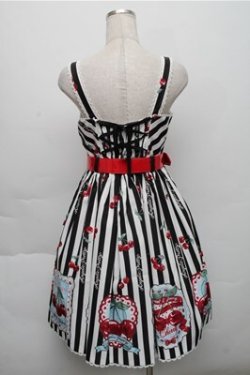 画像2: Angelic Pretty / Cherry Stampジャンパースカート  黒ｘ白 S-25-12-04-055-AP-OP-AS-ZS