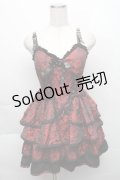 GOTH / バラ柄ジャンパースカート  黒ｘ赤 S-25-12-04-056-GO-JA-HR-ZS