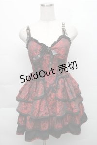 GOTH / バラ柄ジャンパースカート  黒ｘ赤 S-25-12-04-056-GO-JA-HR-ZS