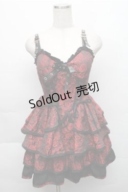 画像1: GOTH / バラ柄ジャンパースカート  黒ｘ赤 S-25-12-04-056-GO-JA-HR-ZS