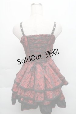 画像2: GOTH / バラ柄ジャンパースカート  黒ｘ赤 S-25-12-04-056-GO-JA-HR-ZS