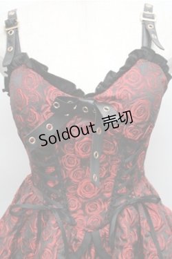 画像3: GOTH / バラ柄ジャンパースカート  黒ｘ赤 S-25-12-04-056-GO-JA-HR-ZS