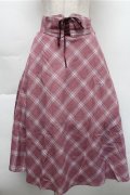 Fi.n.t / フロントレースアップチェックフレアースカート  ピンク S-25-12-04-061-CA-SK-HR-ZS