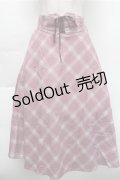 Fi.n.t / フロントレースアップチェックフレアースカート  ピンク S-25-12-04-061-CA-SK-HR-ZS