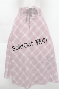 Fi.n.t / フロントレースアップチェックフレアースカート  ピンク S-25-12-04-061-CA-SK-HR-ZS