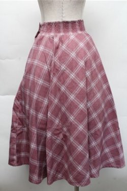 画像2: Fi.n.t / フロントレースアップチェックフレアースカート  ピンク S-25-12-04-061-CA-SK-HR-ZS