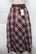axes femme / チェックパッチワークスカート  ワイン S-25-12-04-062-AX-OP-HR-ZS