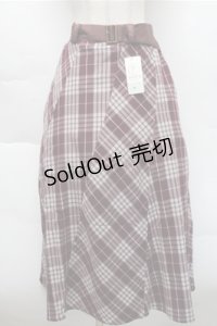axes femme / チェックパッチワークスカート  ワイン S-25-12-04-062-AX-OP-HR-ZS