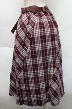 画像2: axes femme / チェックパッチワークスカート  ワイン S-25-12-04-062-AX-OP-HR-ZS
