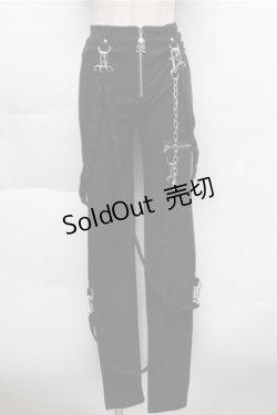画像1: KILL STAR / チェーン付きストレッチスキニーパンツ XS 黒 S-25-12-04-065-SL-PA-HR-ZS