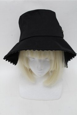 画像2: axes femme / BackフリルUVハット  黒 S-25-12-04-011-AX-CO-HR-ZS