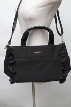 画像1: LODISPOTTO / フリルトートバッグ  黒 S-25-12-04-016-LO-BG-HR-ZS