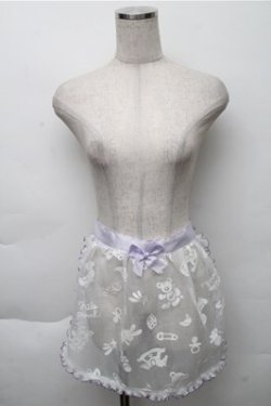 画像1: Nile Perch / オーガンジーフリルエプロン  白ｘラベンダー S-25-12-04-022-LO-OP-HR-ZS