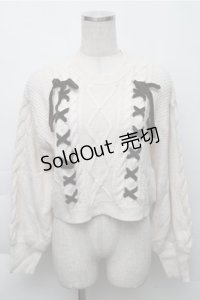 axes femme / Wレースアップショートニット  オフ S-25-12-04-026-AX-TO-HR-ZS