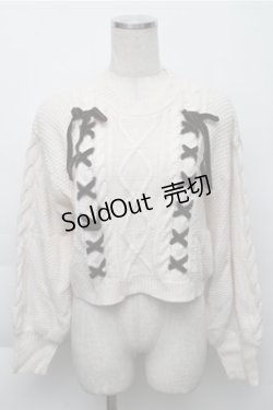 画像1: axes femme / Wレースアップショートニット  オフ S-25-12-04-026-AX-TO-HR-ZS