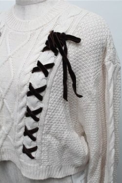 画像3: axes femme / Wレースアップショートニット  オフ S-25-12-04-026-AX-TO-HR-ZS