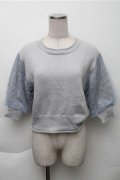 axes femme POETIQUE / 袖チュール切替ラメニットプルオーバー  グレー S-25-12-04-028-AX-TO-HR-ZS