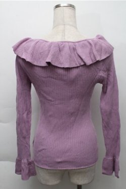 画像2: an another angelus / ラッフル衿ニットプルオーバー  パープル S-25-12-04-030-CA-TO-HR-ZS