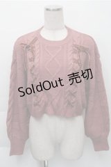 axes femme / Wレースアップショートニット  ピンク S-25-12-04-034-AX-TO-HR-ZS