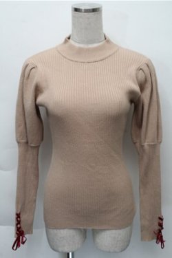 画像1: F i.n.t / 袖口レースアップリブニットプルオーバー  ベージュ S-25-12-04-035-CA-TO-HR-ZS