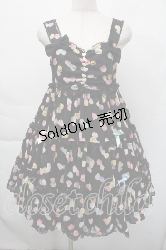 画像1: Angelic Pretty / Sugar Heartsジャンパースカート（初版）  黒 S-25-12-06-044-AP-OP-HR-ZS (1)